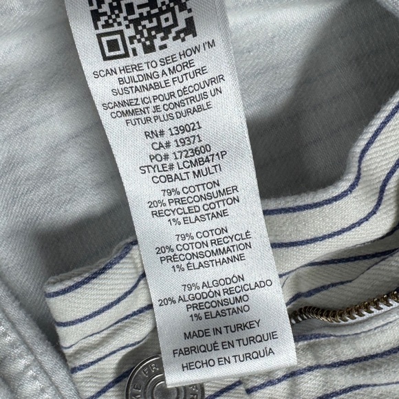 Frame Le Crop Mini Boot Cobalt Multi Blue White Striped Cotton Blend Jeans 28 - Picture 15 of 15